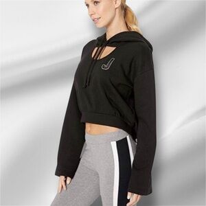 Juicy Couture Black Logo Fleece Hoodie Women's Top.